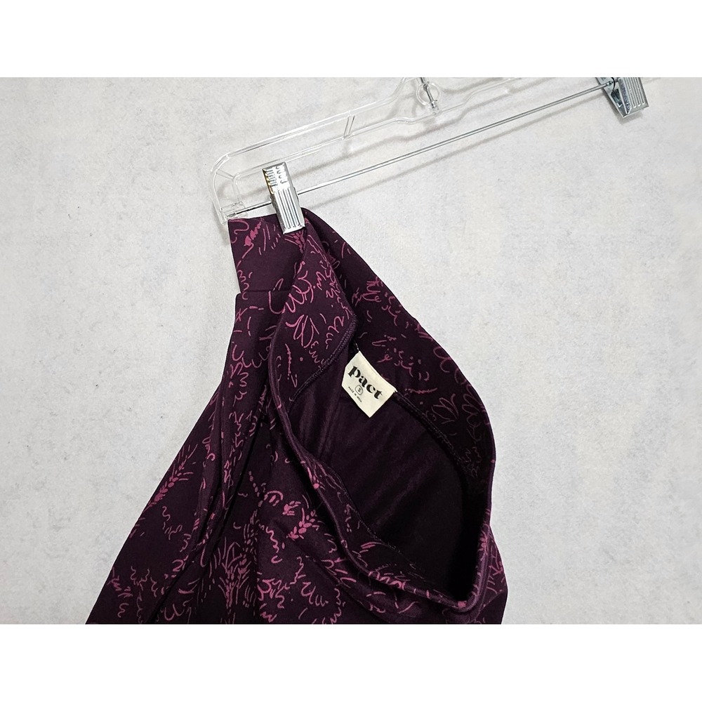 Pact Skirt S Midi flare A-Line Floral Garden Stretch High Rise Purple Jersey - Picture 6 of 7